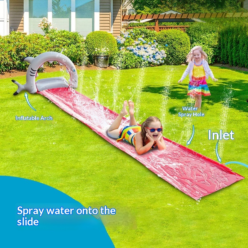 Kids Outdoor Garden Toys - Inflatable Whale Water Slide Sprinkler Pad