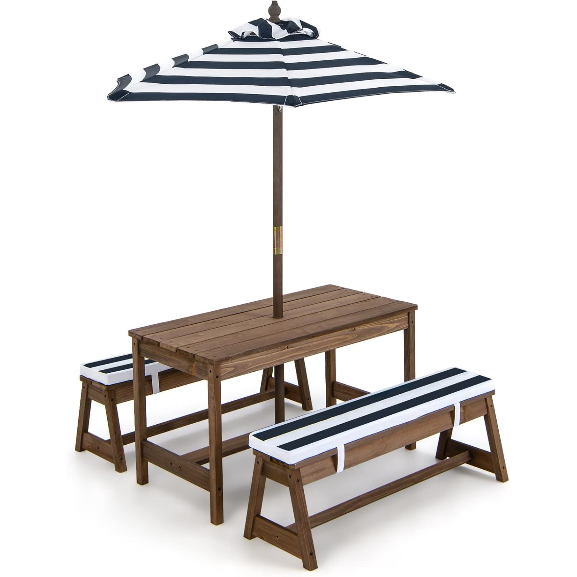 Kids Outdoor Bench Table - Kids Picnic Table with Umbrella Foldable,