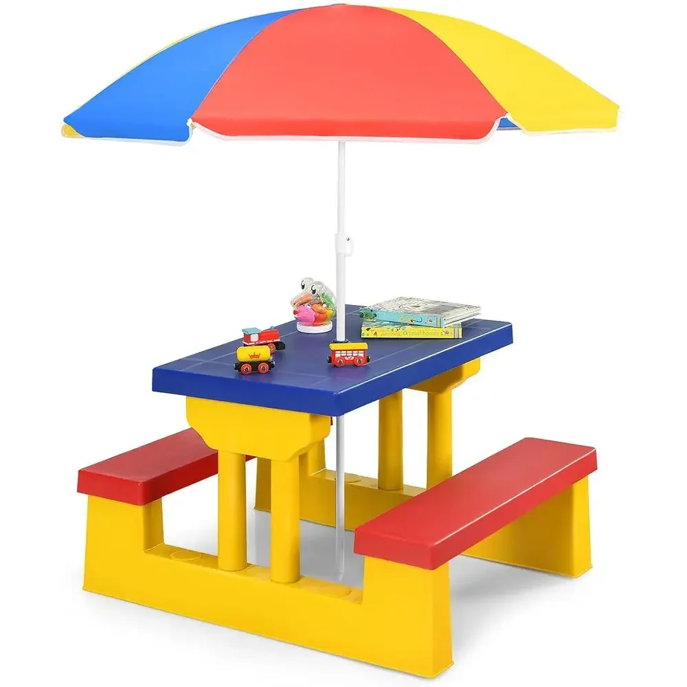 Kids Outdoor Bench Table - Multicolor Outdoor Kids Picnic Table Set