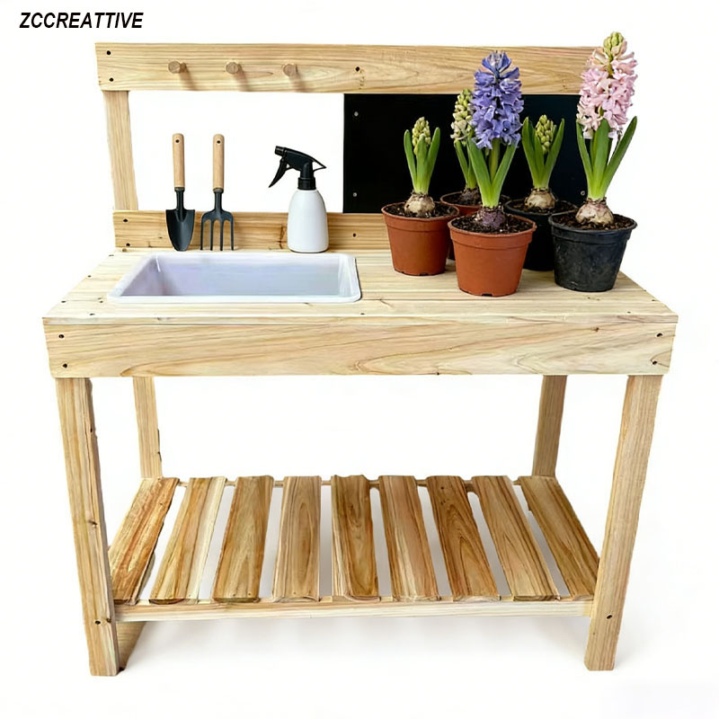 Kids Outdoor Bench Table - ZCCREATTIVE Children Wooden Potting Benches Outdoor