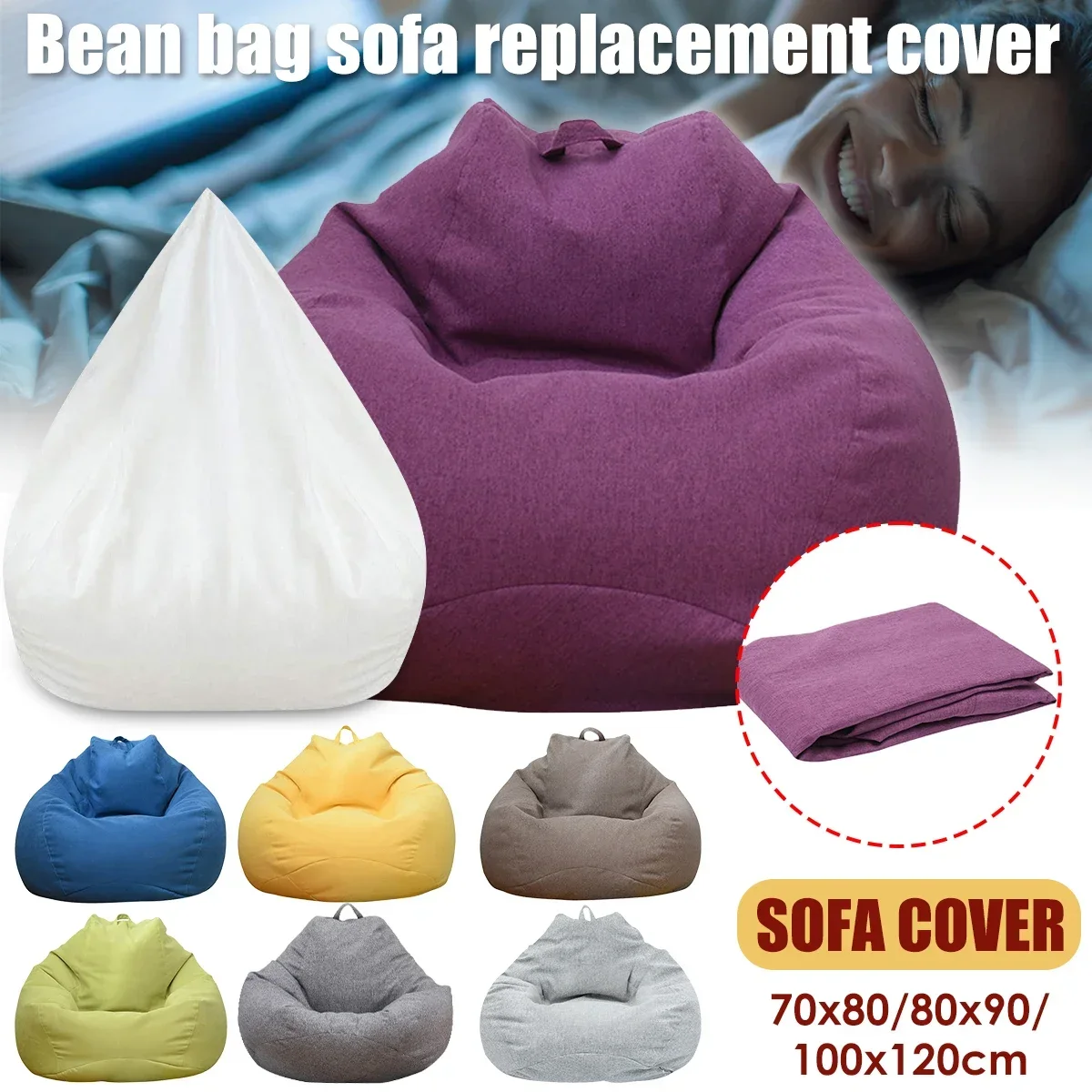 Kids Outdoor Bean Bag Chair - Large Bean Bag Chair Sofa Cover
