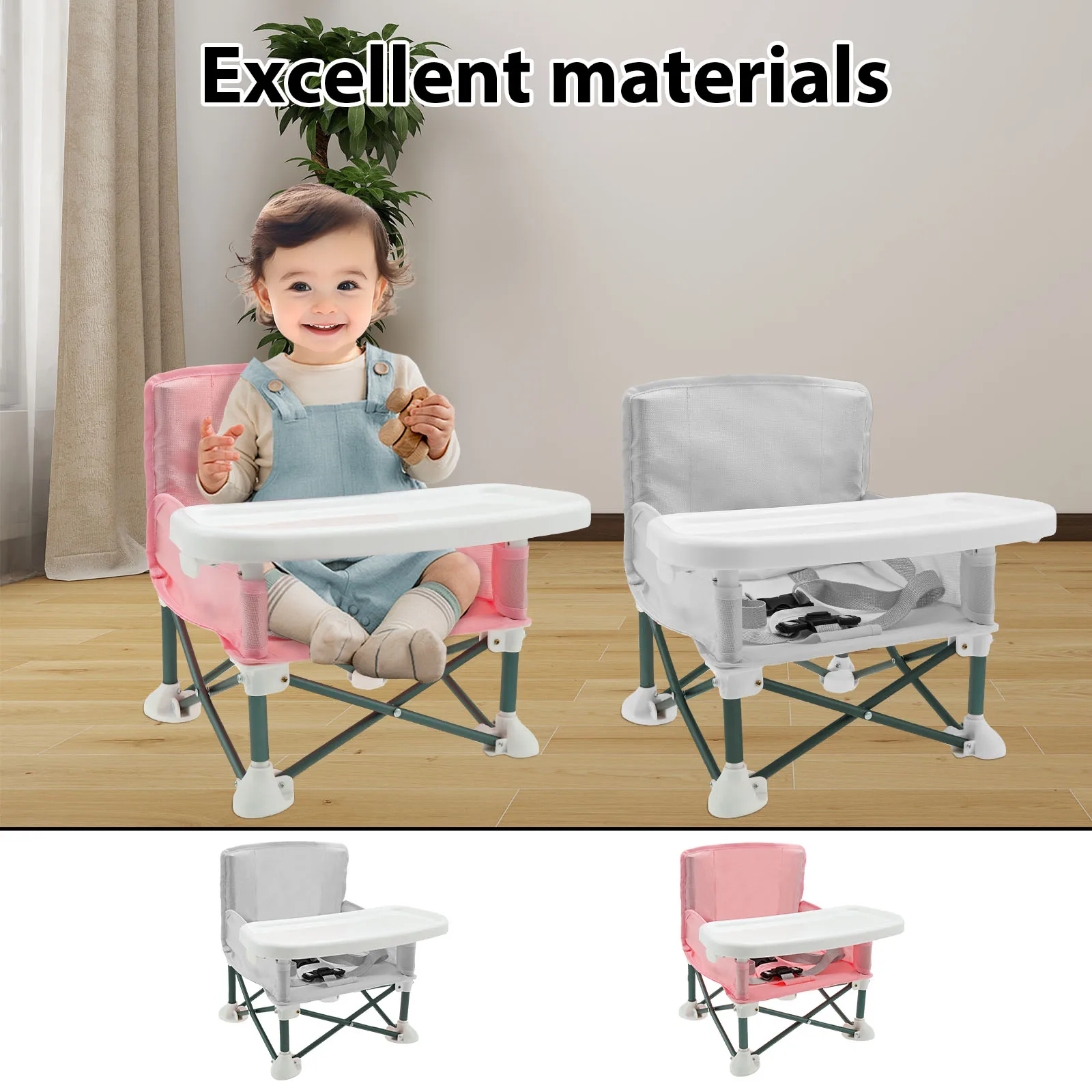 Kids Outdoor Foldable Chair - Toddler Booster Seat with Child Safety