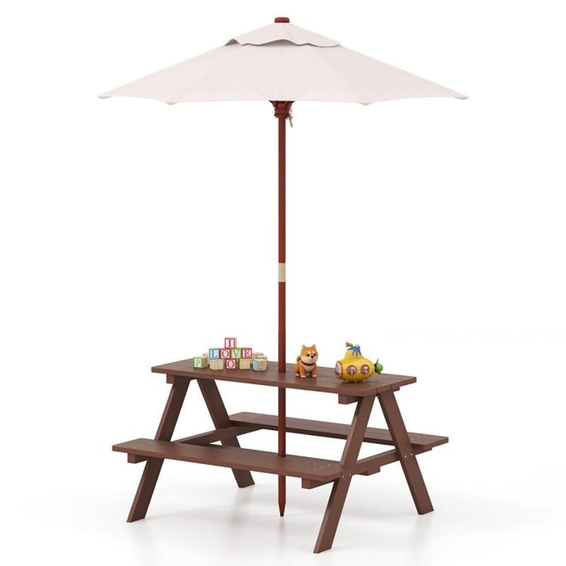 Kids Outdoor Bench Table - Outdoor 4-Seat Kids Picnic Table Bench