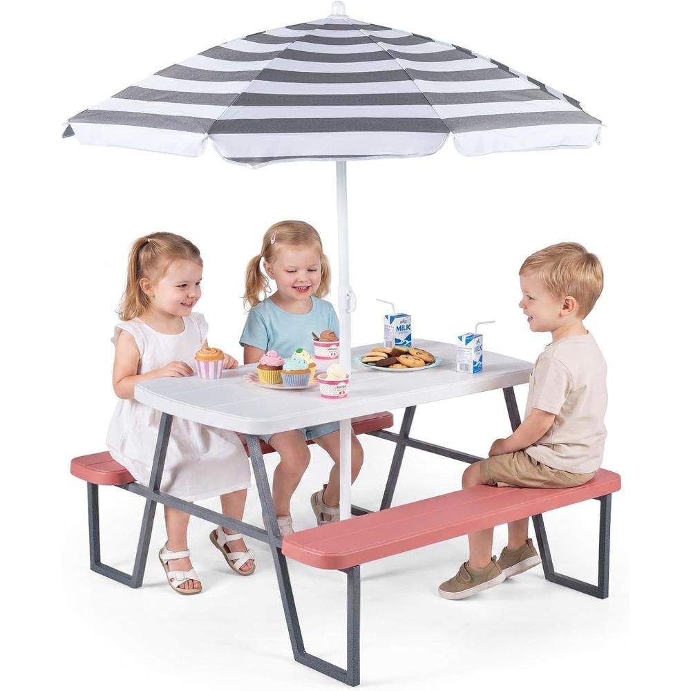 Kids Outdoor Bench Table - Kids Picnic Table, Toddler Outdoor Table