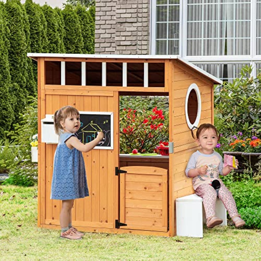 Outdoor Wooden Playhouse For K - Kids Outdoor Bench ulasan dan harga
