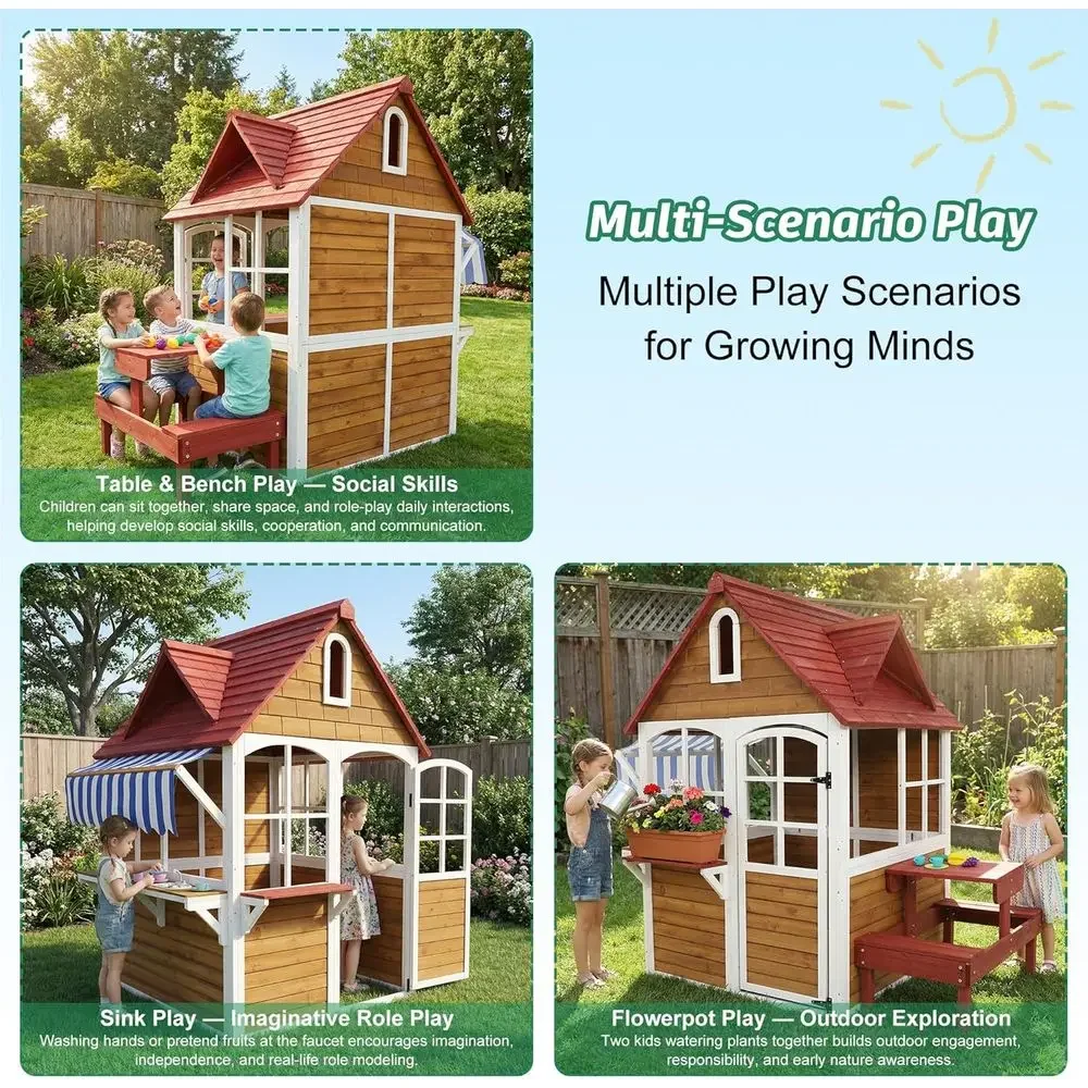 Large Solid Wood Outdoor Kids  - Kids Outdoor Bench Table ulasan dan harga