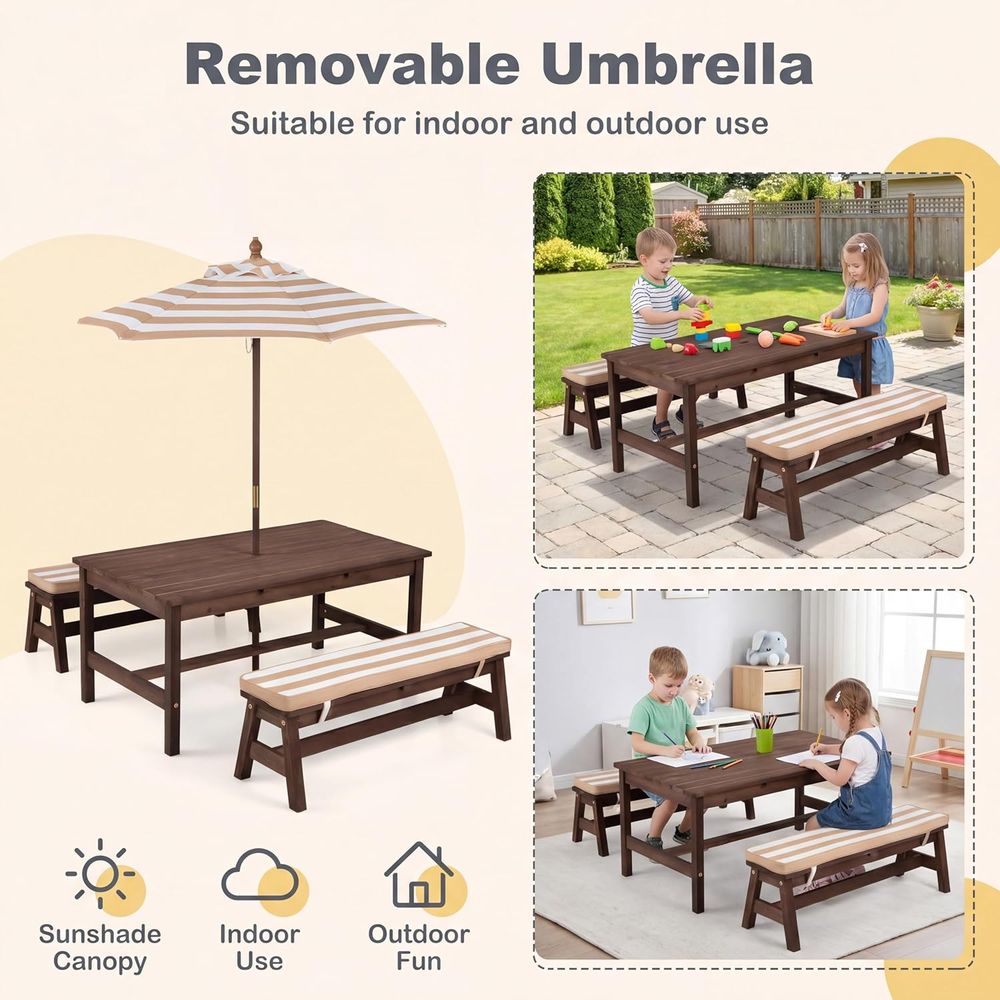 Kids Picnic Table, Large 42“x  - Kids Outdoor Bench Table ulasan dan harga