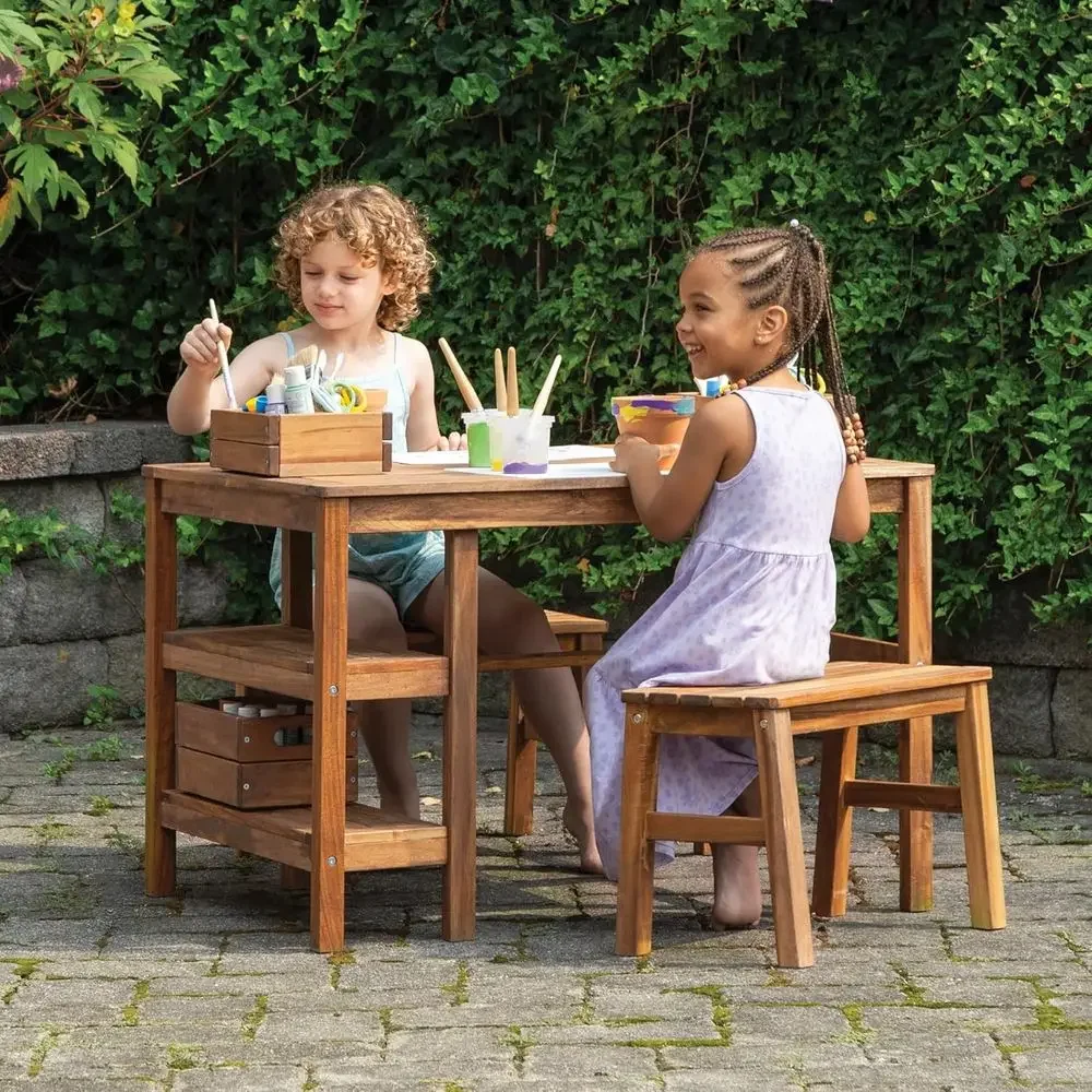 Kids Outdoor Crat Table and 2  - Kids Outdoor Bench Table ulasan dan harga