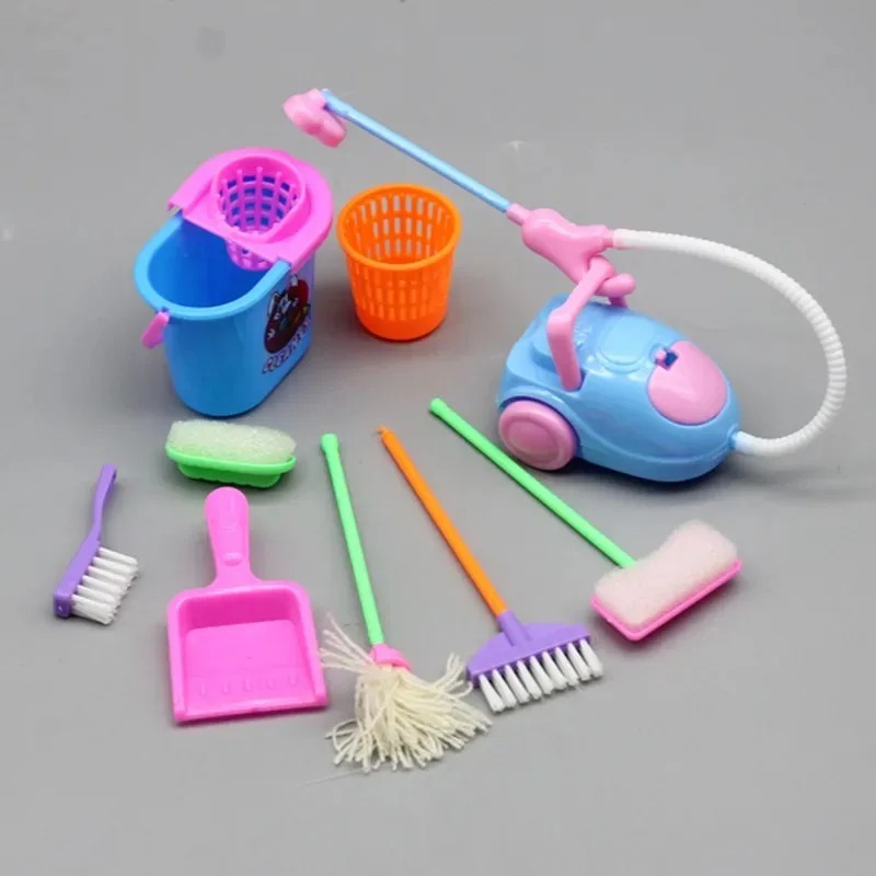 9PCS Mini Cleaning Toy Set - D - Kids Outdoor Broom ulasan dan harga