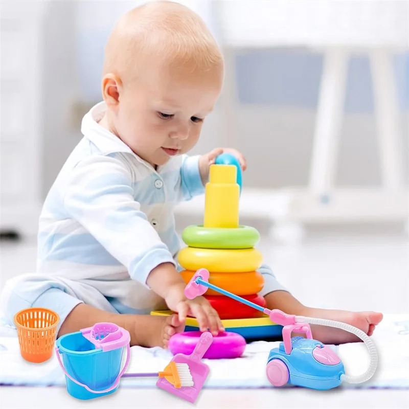 9PCS Mini Cleaning Toy Set - D - Kids Outdoor Broom ulasan dan harga