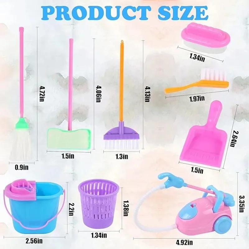 9PCS Mini Cleaning Toy Set - D - Kids Outdoor Broom ulasan dan harga