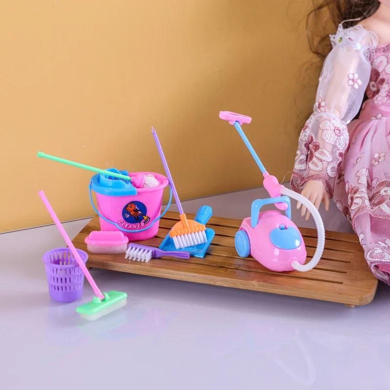 9PCS Mini Cleaning Toy Set - D - Kids Outdoor Broom ulasan dan harga