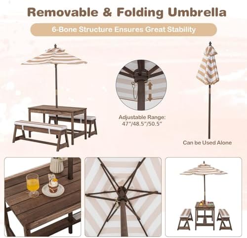 Kids Picnic Table, Outdoor Woo - Kids Outdoor Bench Table ulasan dan harga