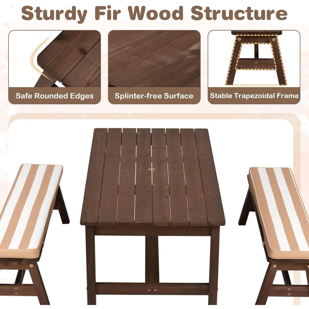 Kids Picnic Table, ir Wood Tod - Kids Outdoor Bench Table ulasan dan harga