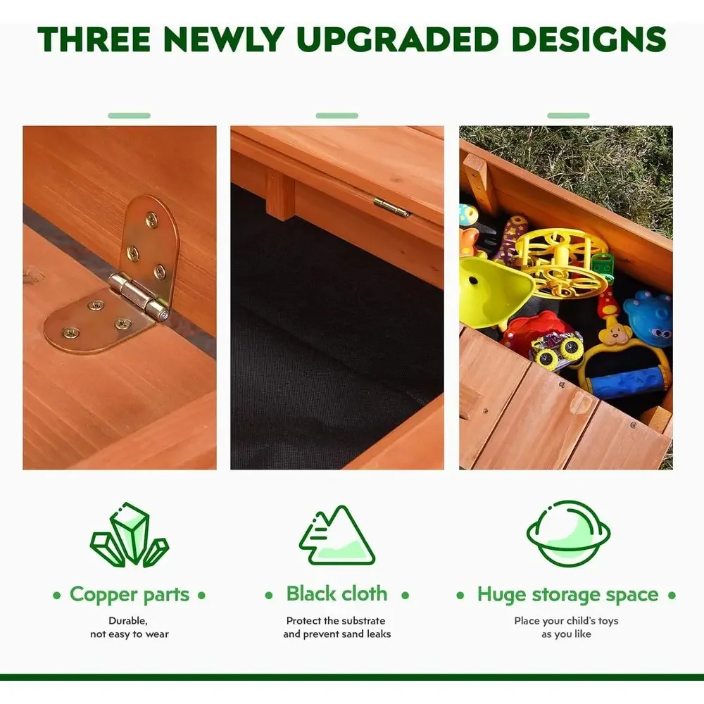 Kids Wooden Outdoor Sandbox wi - Kids Outdoor Bench Table ulasan dan harga