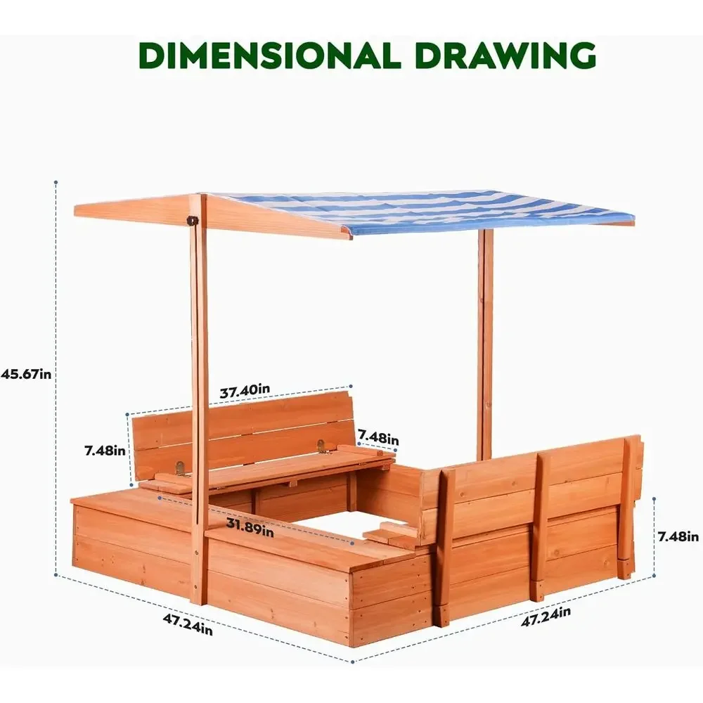 Kids Wooden Outdoor Sandbox wi - Kids Outdoor Bench Table ulasan dan harga