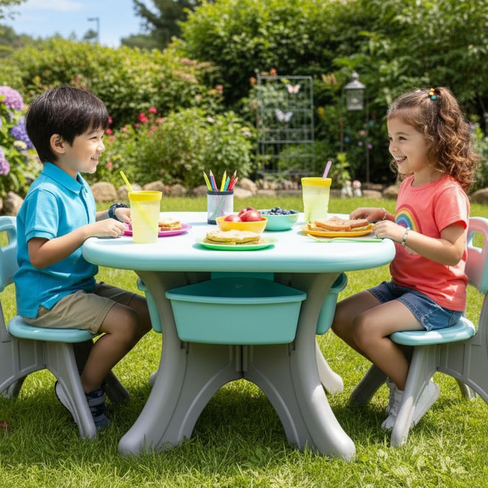 Kids Table and Chairs, 3 PCS A - Kids Outdoor Table And Chair Set ulasan dan harga