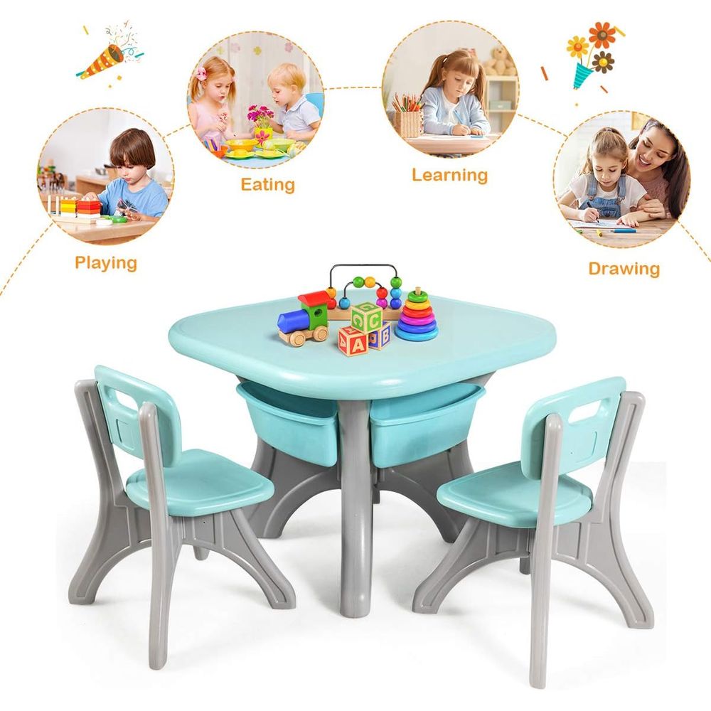 Kids Table and Chairs, 3 PCS A - Kids Outdoor Table And Chair Set ulasan dan harga